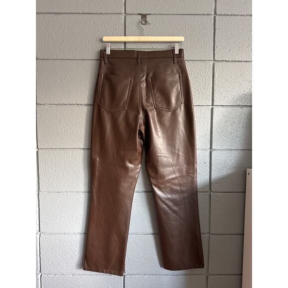 Women's Abercrombie & Fitch Curve Love Vegan Leather 90s Straight Pant sz 8S - Picture 5 of 6